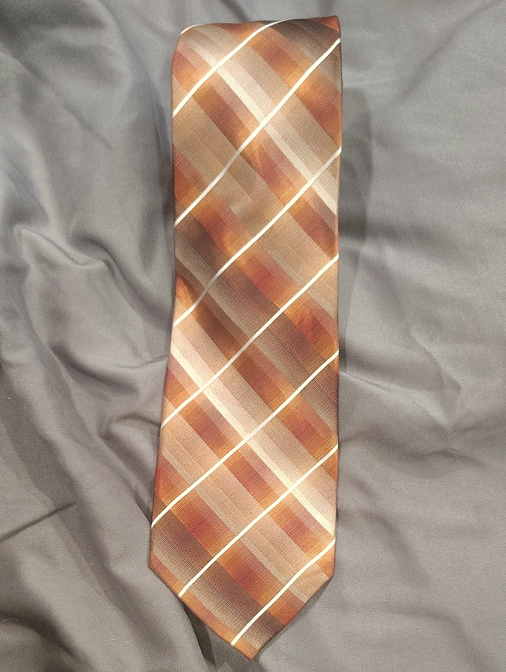 John Ashford Brown and Tan Plaid Silk Necktie
